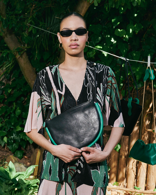Selene Bag- Black and Lawn Green