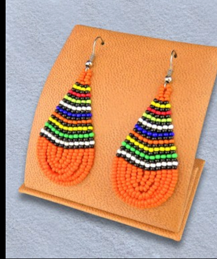 Hand Beaded Drop Earrings