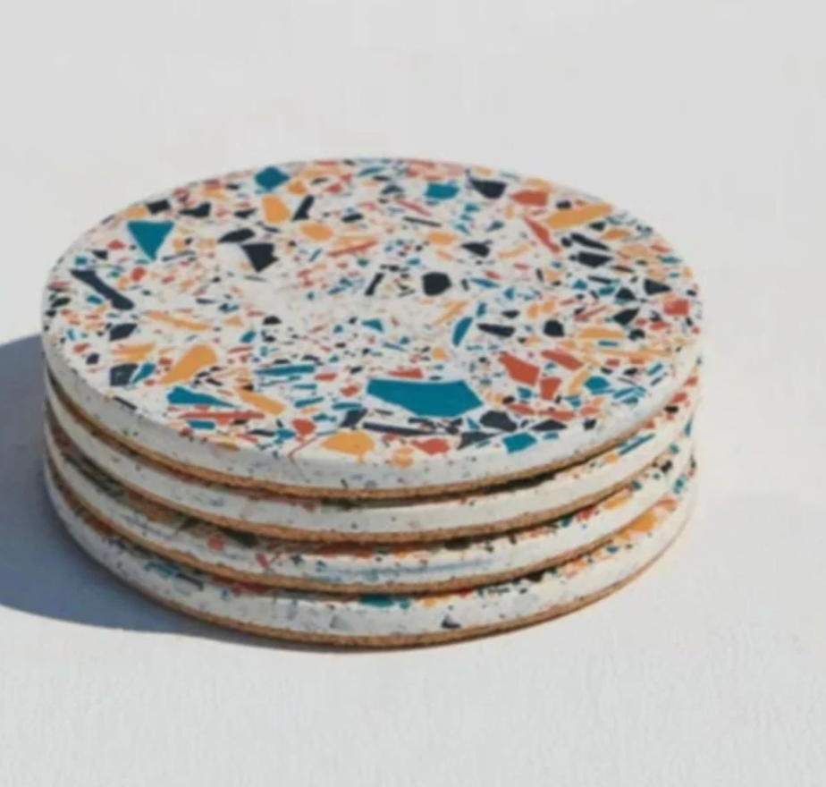 Terrazzo Clay Coaster Sets- Mixed Blues