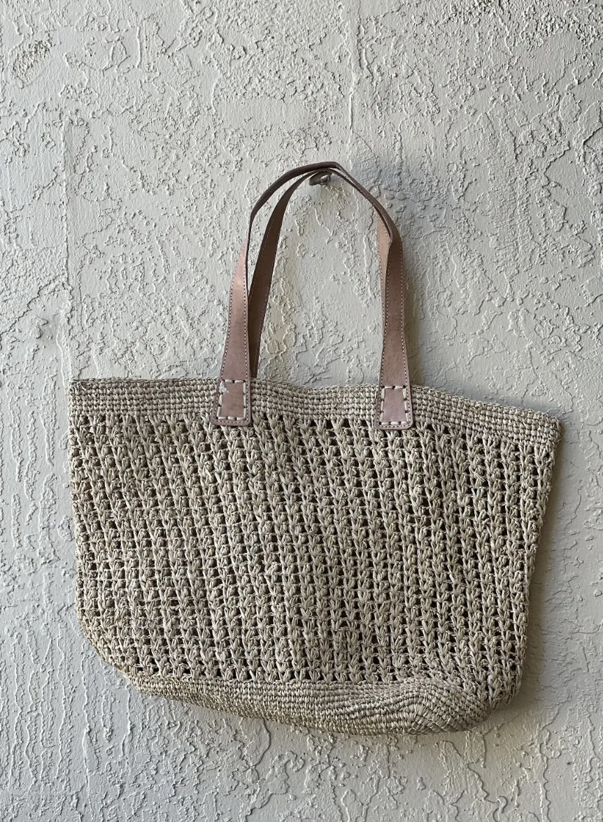 Neutral Raffia Shopper Bag