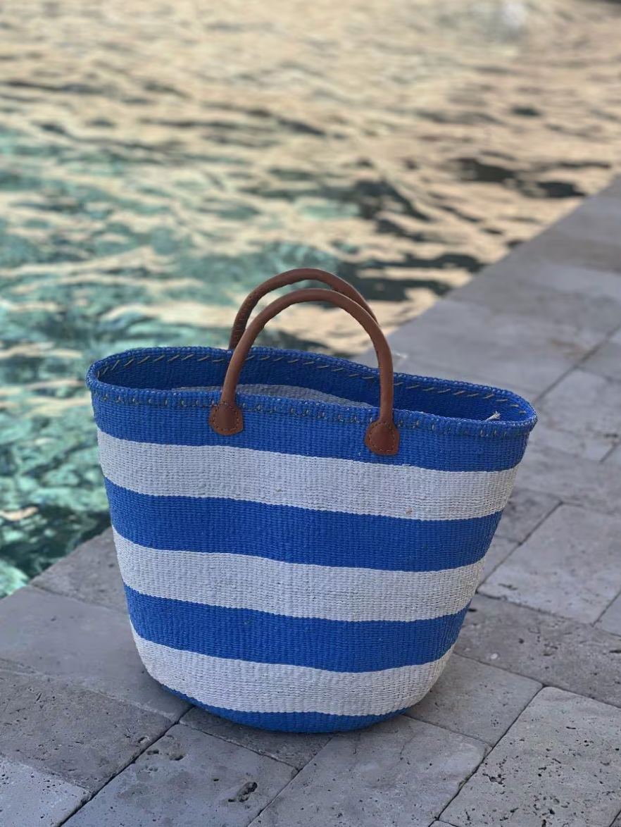 Modern Bolga Bag- Blue Stripe