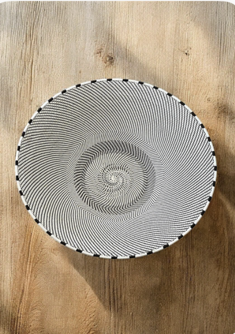 Large Telephone Wire Bowl- Minimal Black and White