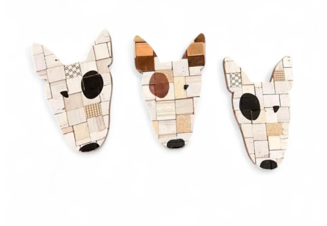 Bull Terrier Wooden Block Art