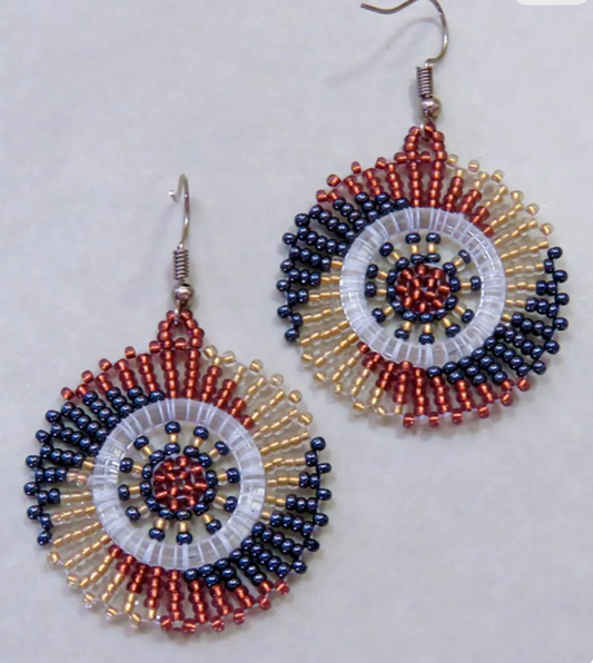 Zulu Beaded Circle Earring- Rose Gold Mix