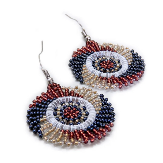 Zulu Beaded Circle Earring- Rose Gold Mix