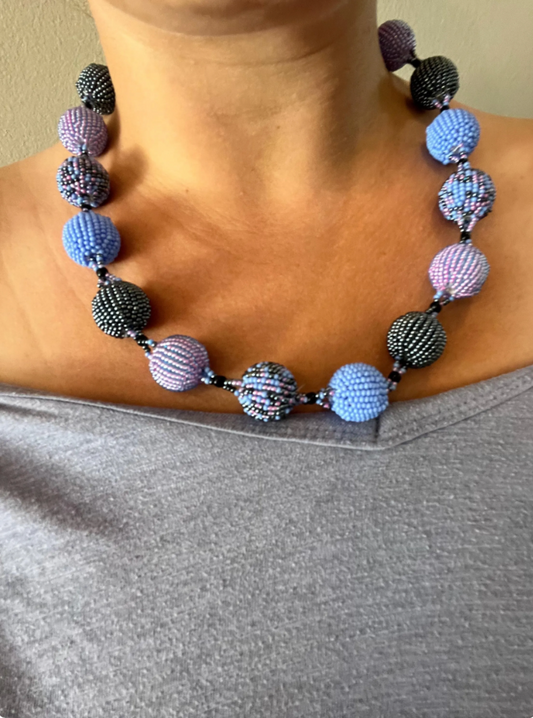 Zulu Bobble Necklace- Purple