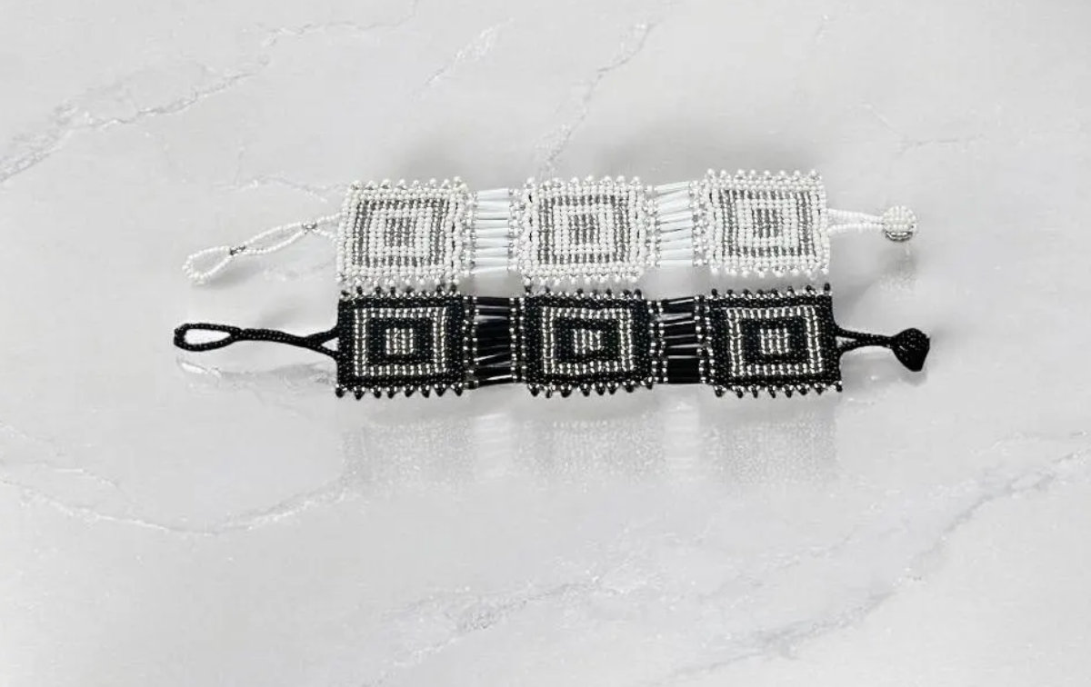 Zulu Square Beaded Bracelet- Monochrome