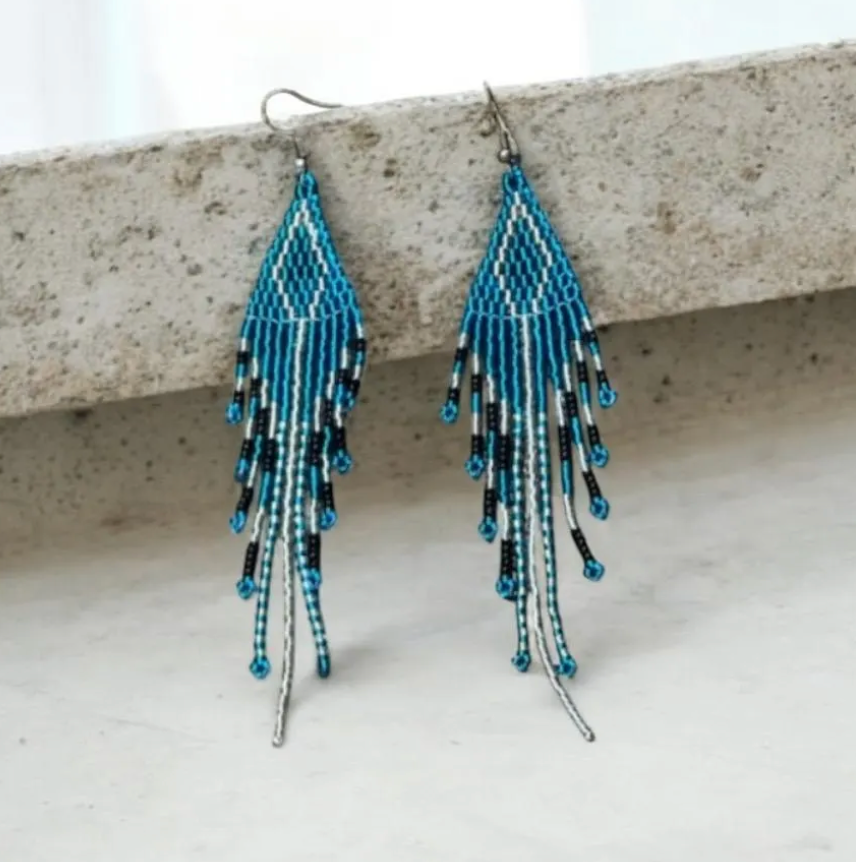 Zulu Lukimbi Beaded Earring - Blue and Silver