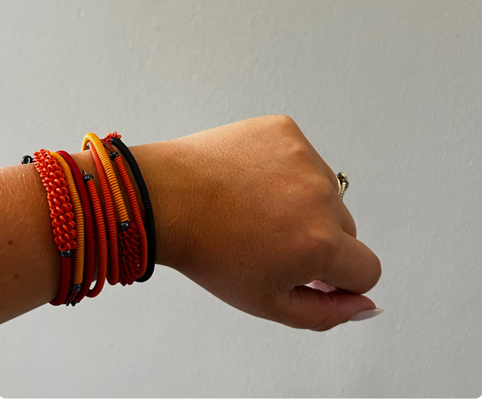 Telephone Wire Wrap Bracelet- Orange Mix