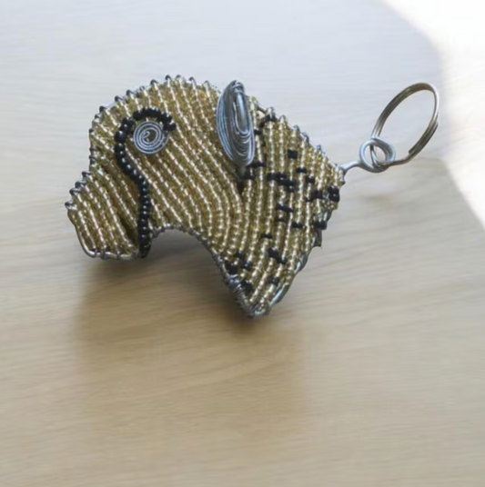 Zulu Beaded Leopard Keychain