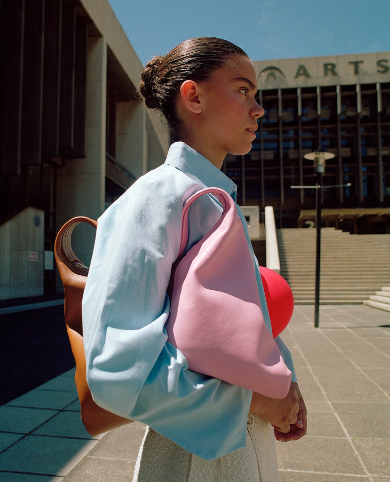 Libra Shoulder Bag- Tan and Baby Pink
