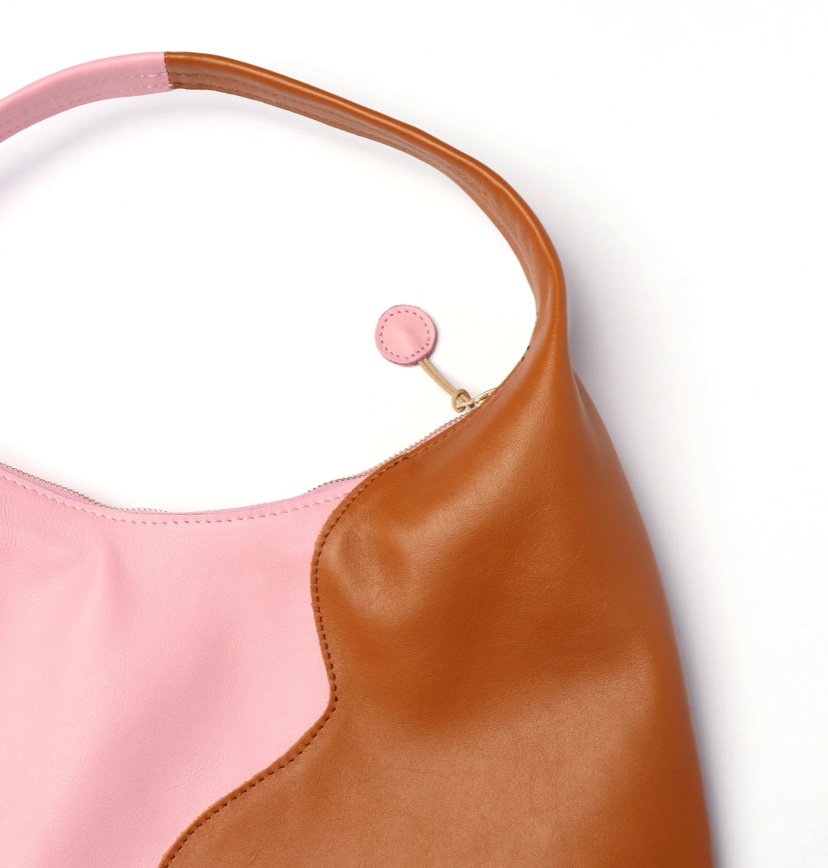 Libra Shoulder Bag- Tan and Baby Pink