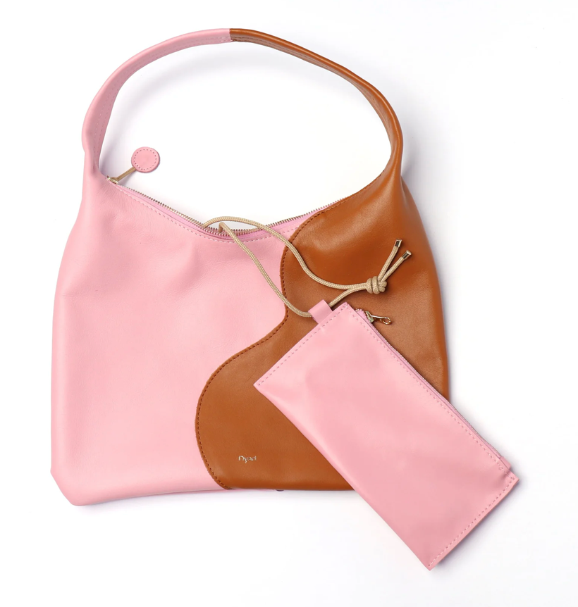 Libra Shoulder Bag- Tan and Baby Pink