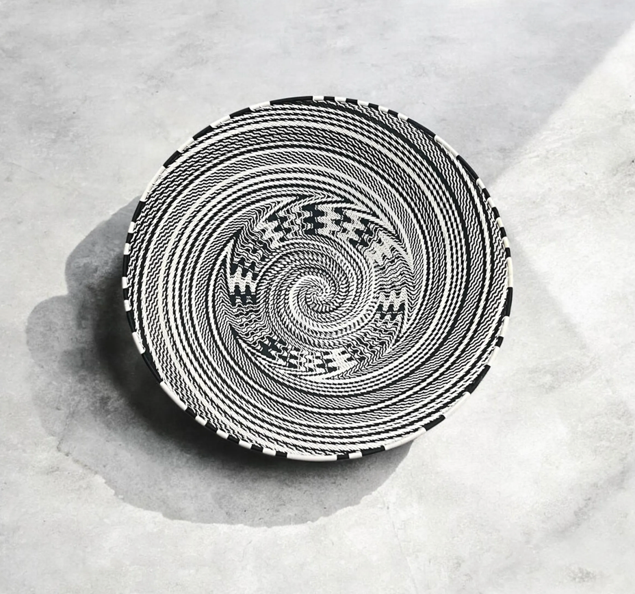 Large Telephone Wire Bowl- Minimal Black and White
