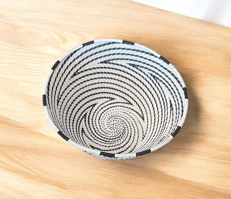 Medium Telephone Wire Bowl- Black and White 14