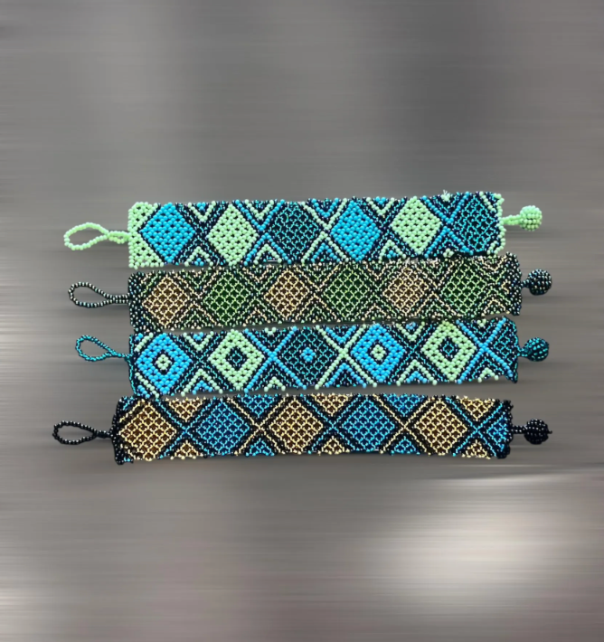 Unisex Flat Zulu Bracelet- Green and Blues