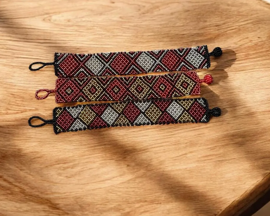 Unisex Zulu Flat Bracelet- Reds