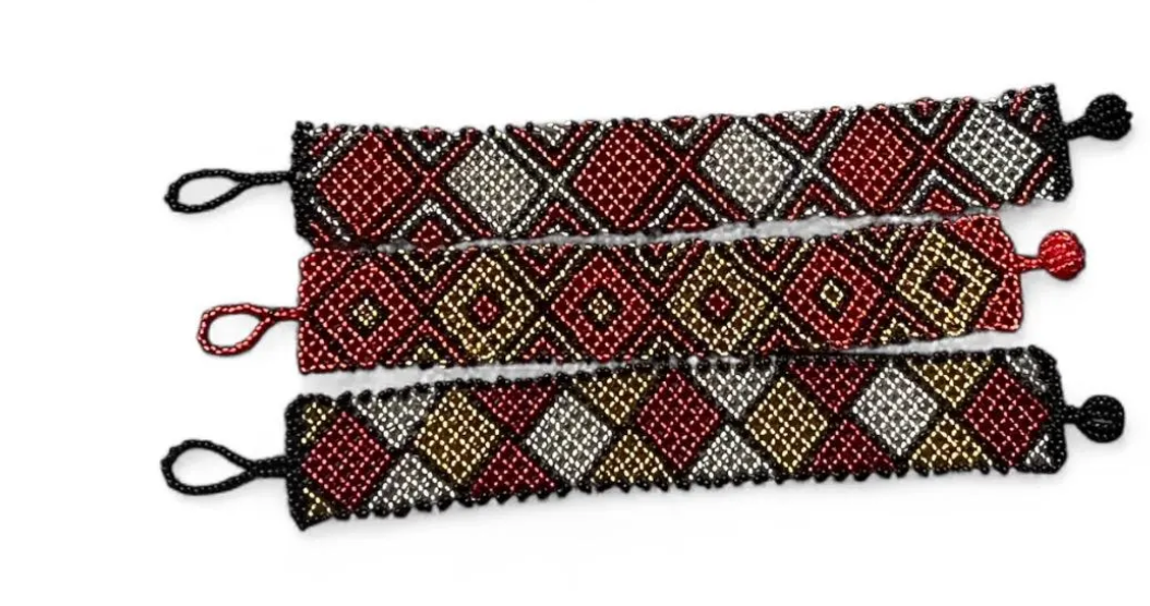 Unisex Zulu Flat Bracelet- Reds