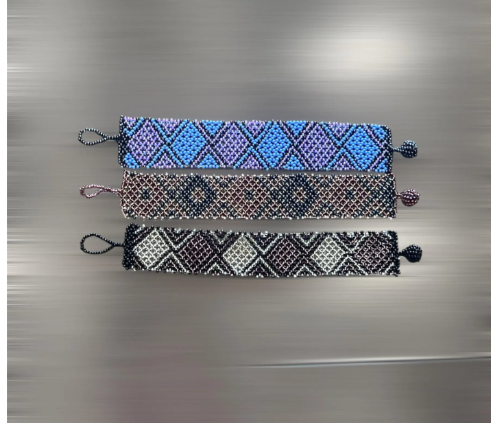 Unisex Flat Zulu Beaded Bracelet- Purples