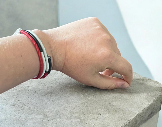 Telephone Wire Wrap Bracelet- Red Black White