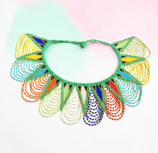 Zulu Princess Necklace- Green Tribal