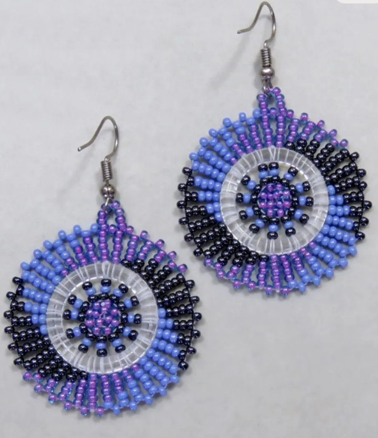 Zulu Beaded Circular Earring- Purple