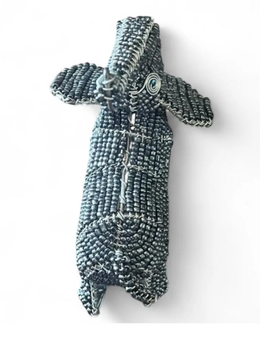 Zulu Beaded Elephant Figurine - Grey