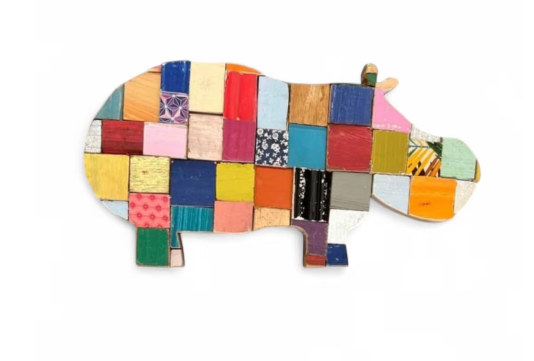 Rainbow Hippo Wall Art