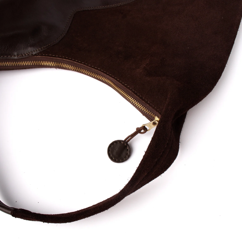 Libra Shoulder Bag- Chocolate Suede