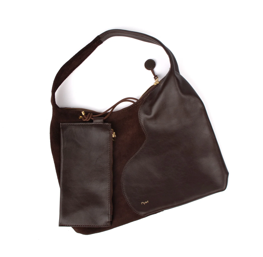 Libra Shoulder Bag- Chocolate Suede