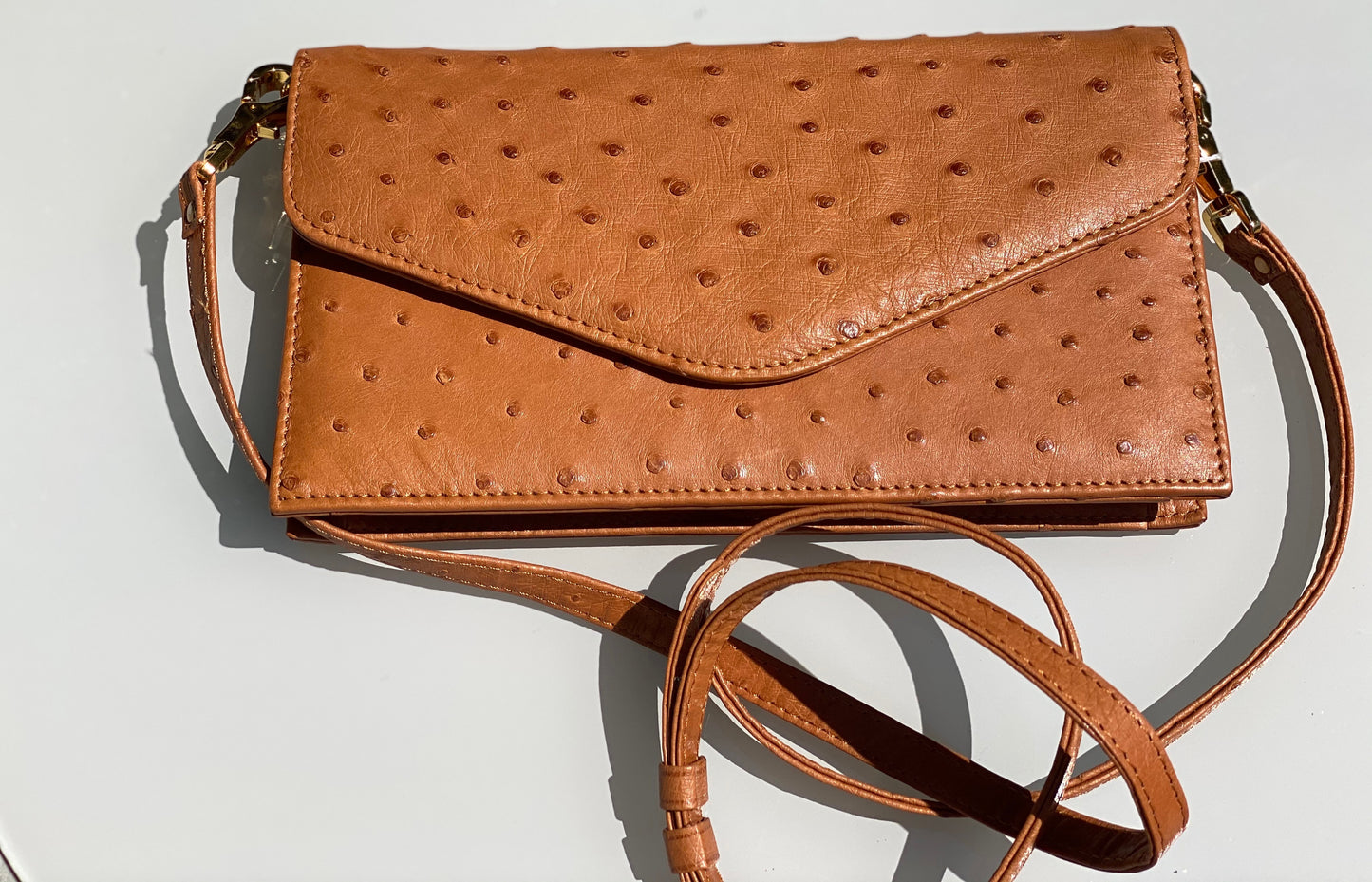 Envelope Ostrich Cross Body/ Clutch Bag