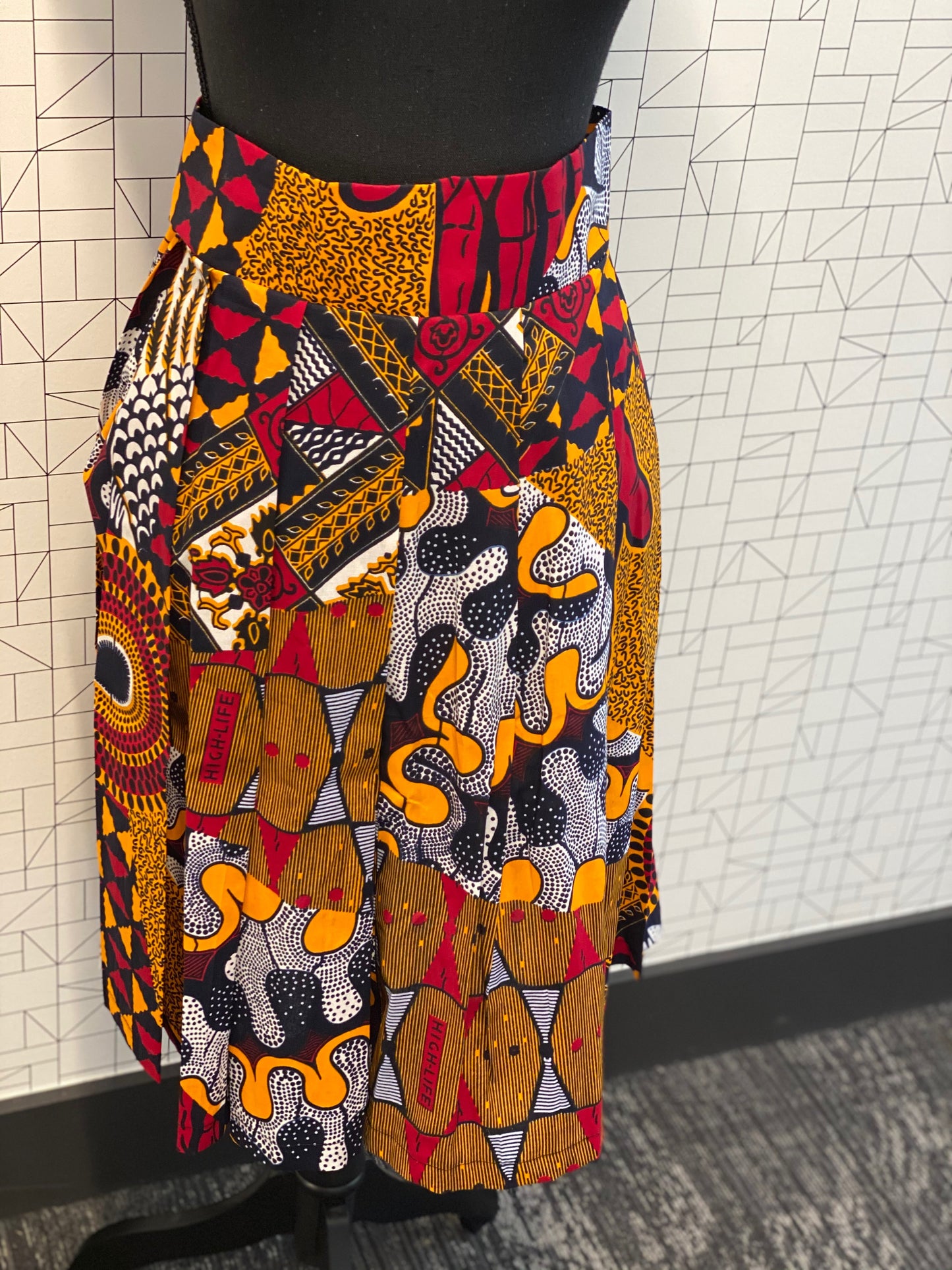 Wax Print High Waisted Skirts