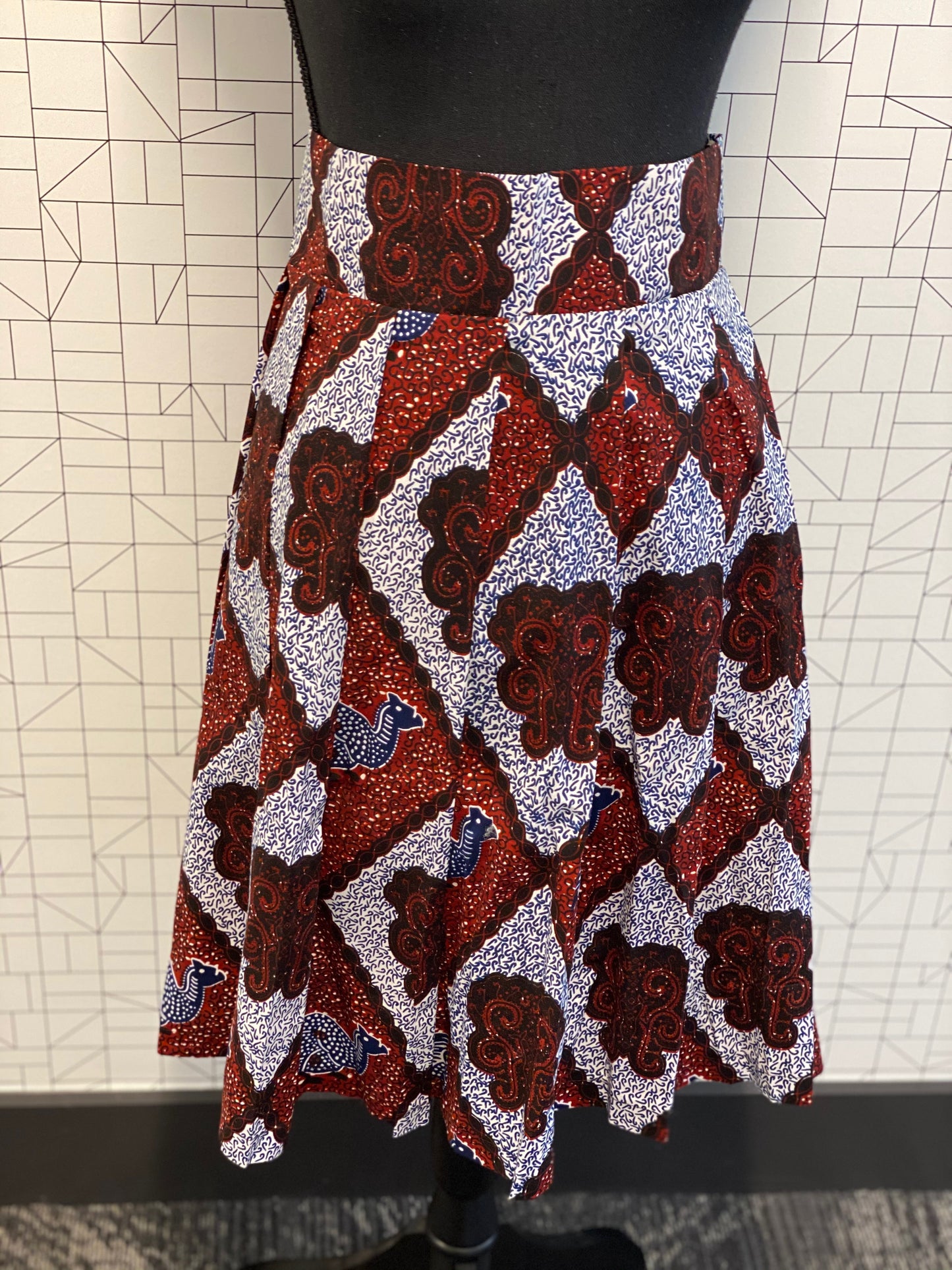 Wax Print High Waisted Skirts