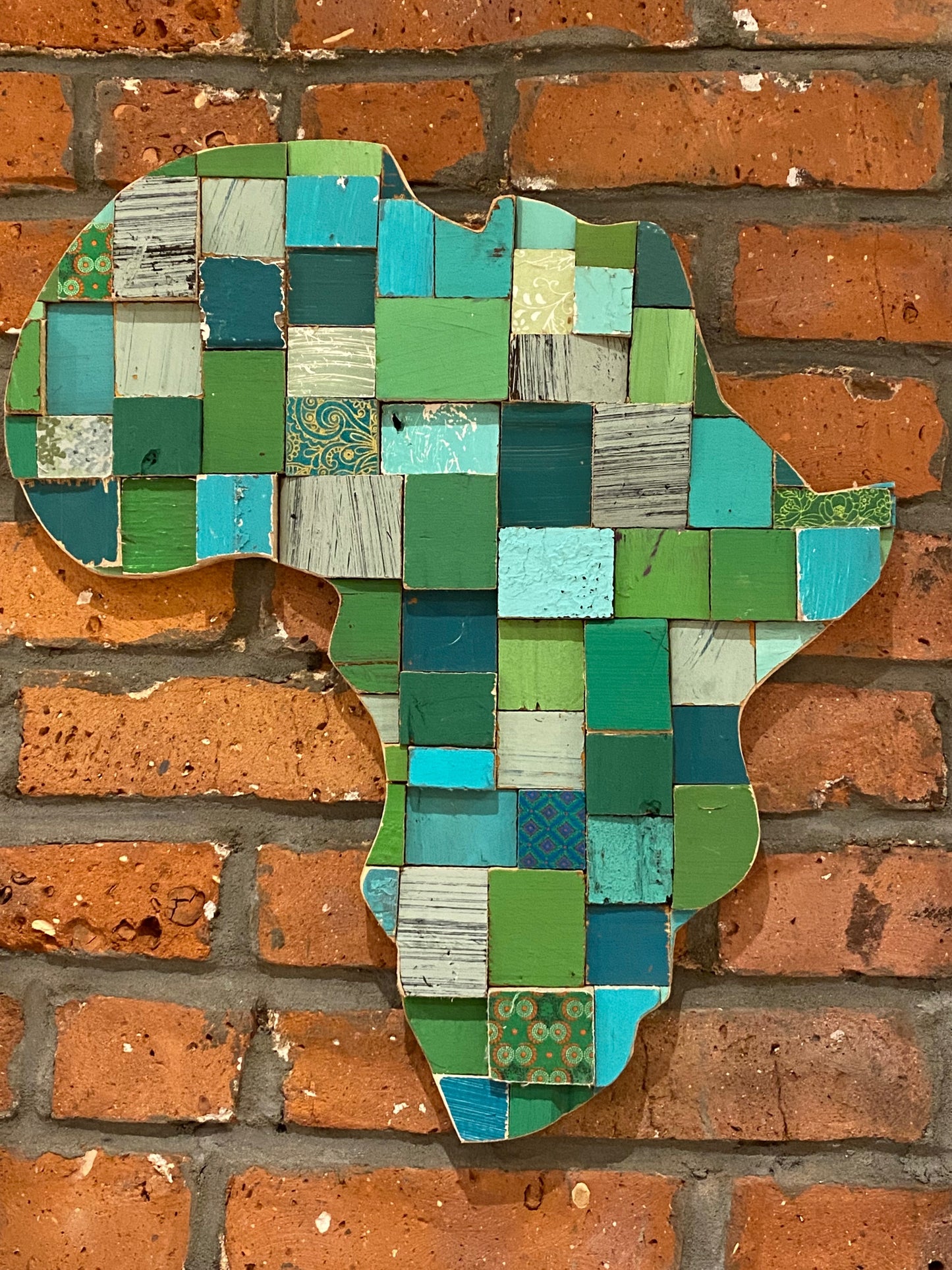 Large Africa Bloc Art- Greens
