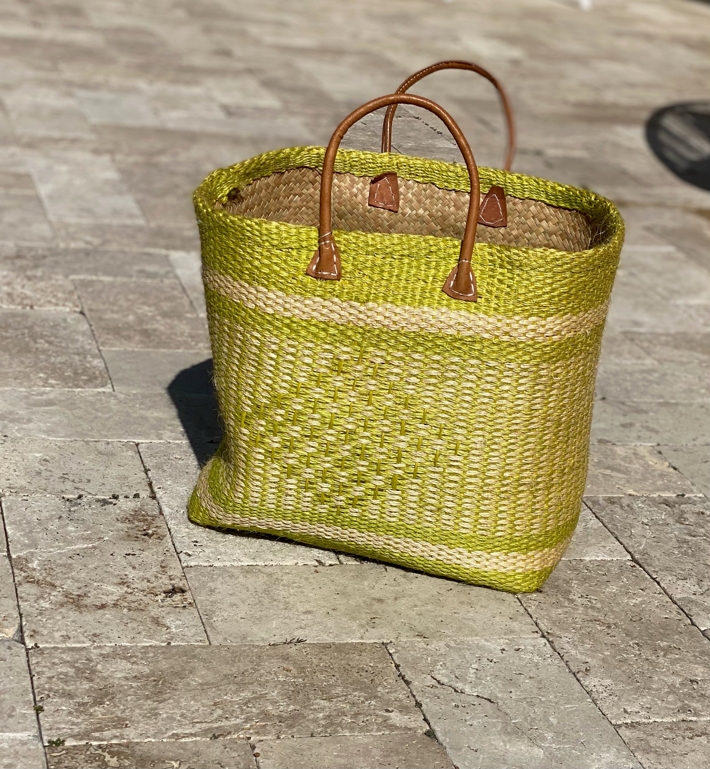 Sisal and leather bag hand woven accessories | NAHERI