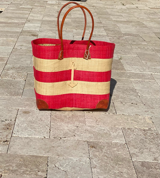 Anchor Striped Shopper Bags