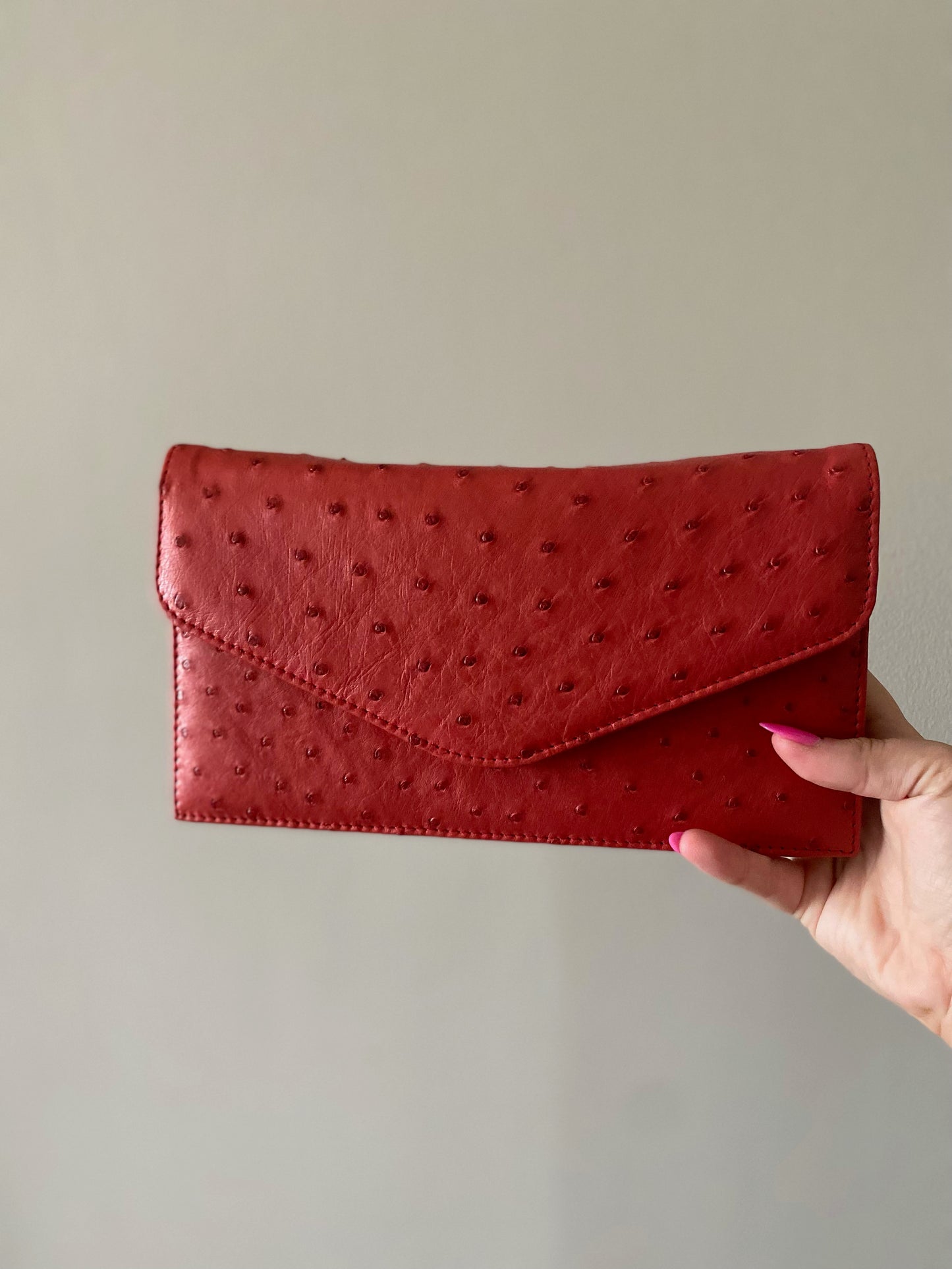 Envelope Ostrich Cross Body/ Clutch Bag