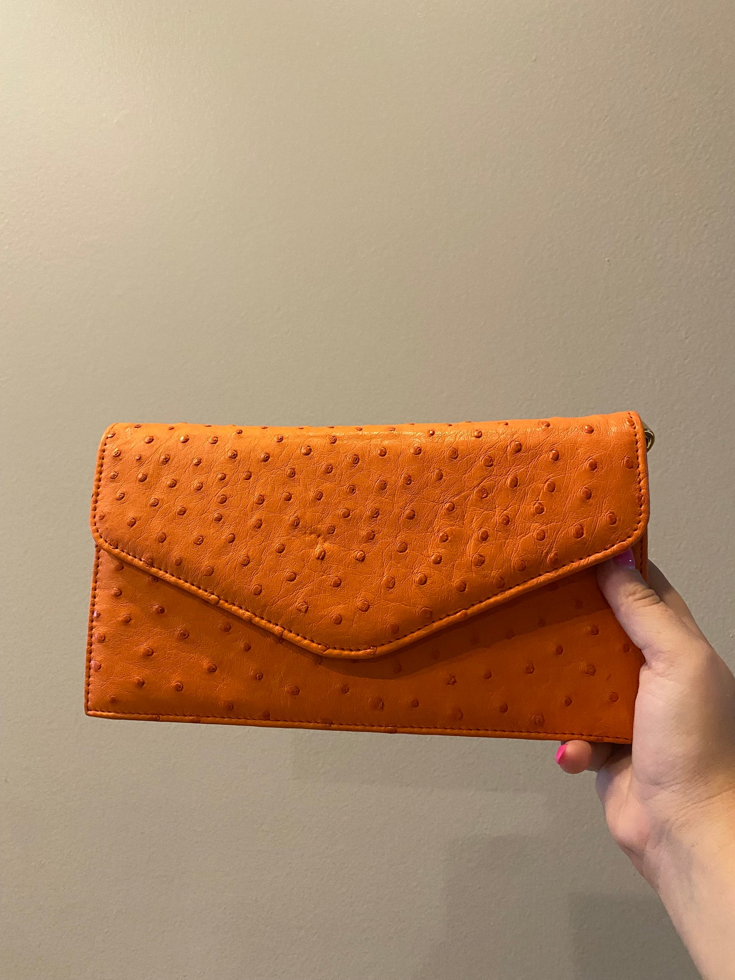 Envelope Ostrich Cross Body/ Clutch Bag