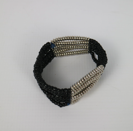 Monochrome Unisex Stretch Bracelet-Black