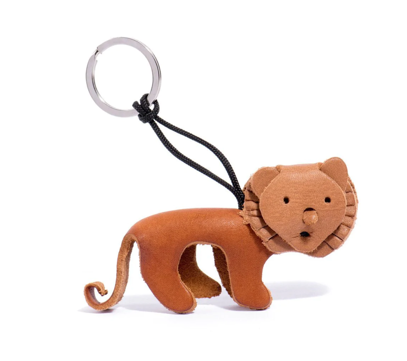 Leather Lion Keychain-Brown