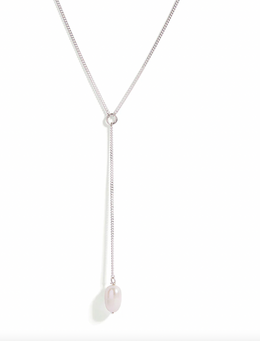Silver Pearl Drop Necklace