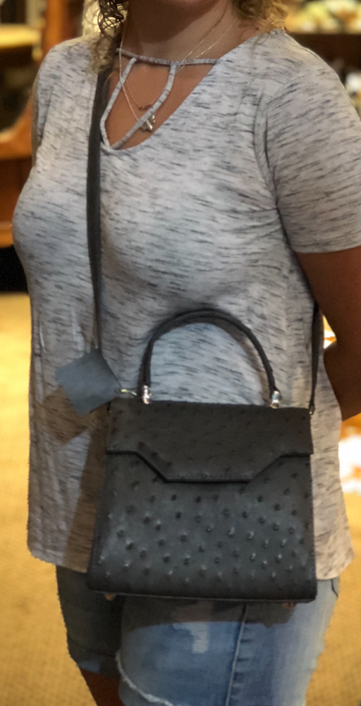 Ostrich Top Handle Crossbody Bag