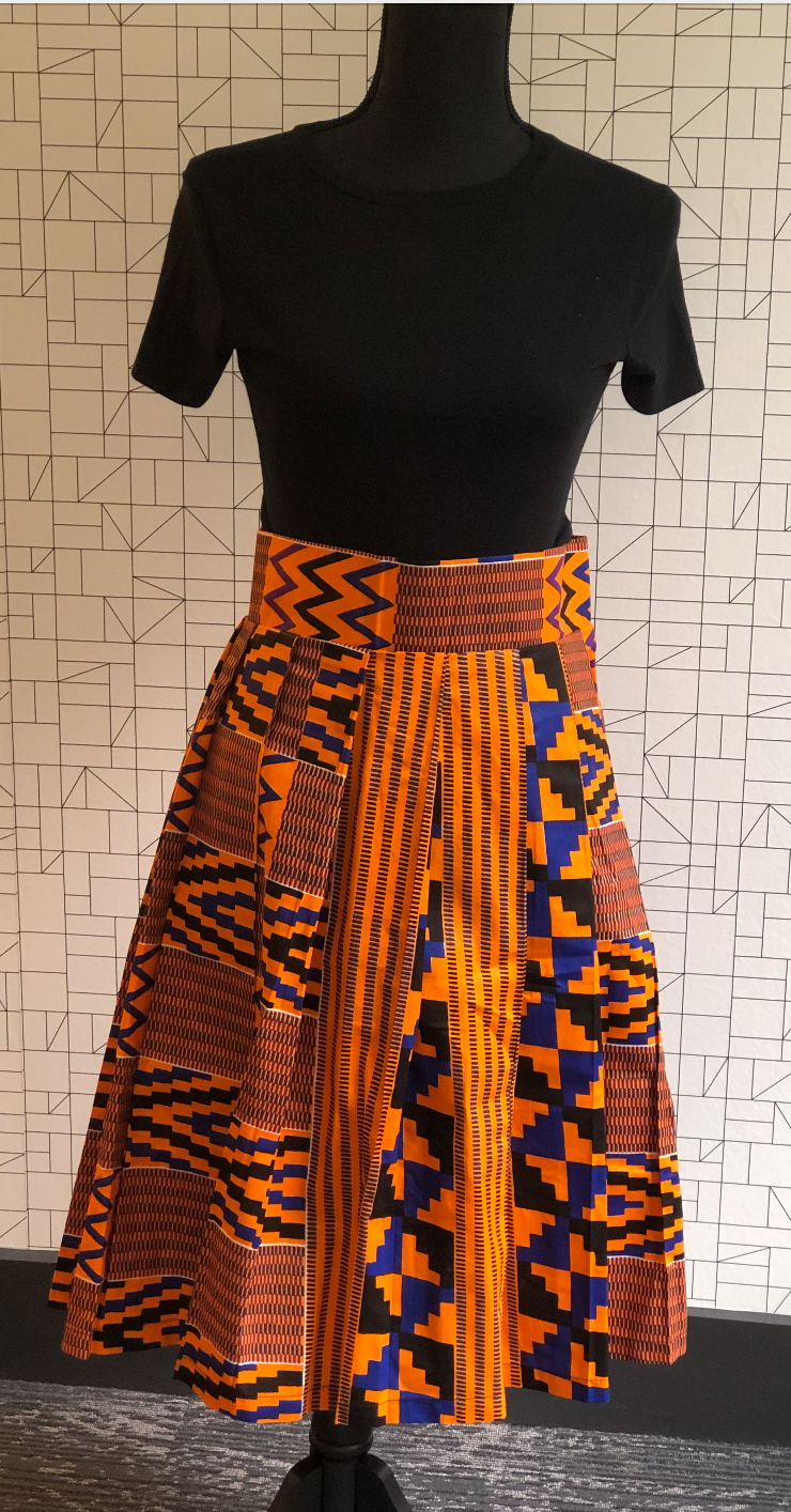 Wax Print High Waisted Skirts