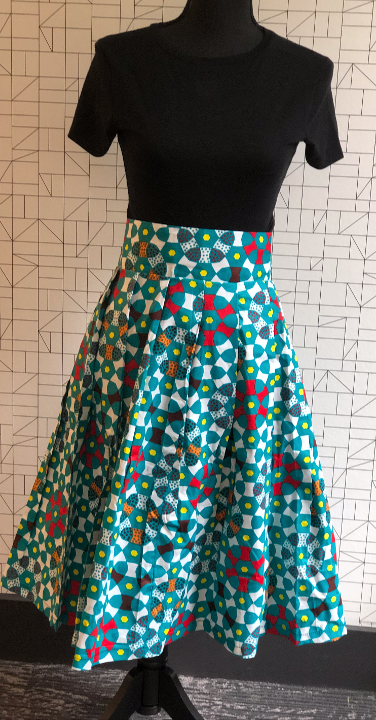 Wax Print High Waisted Skirts