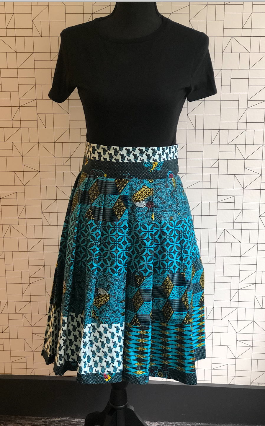 Wax Print High Waisted Skirts