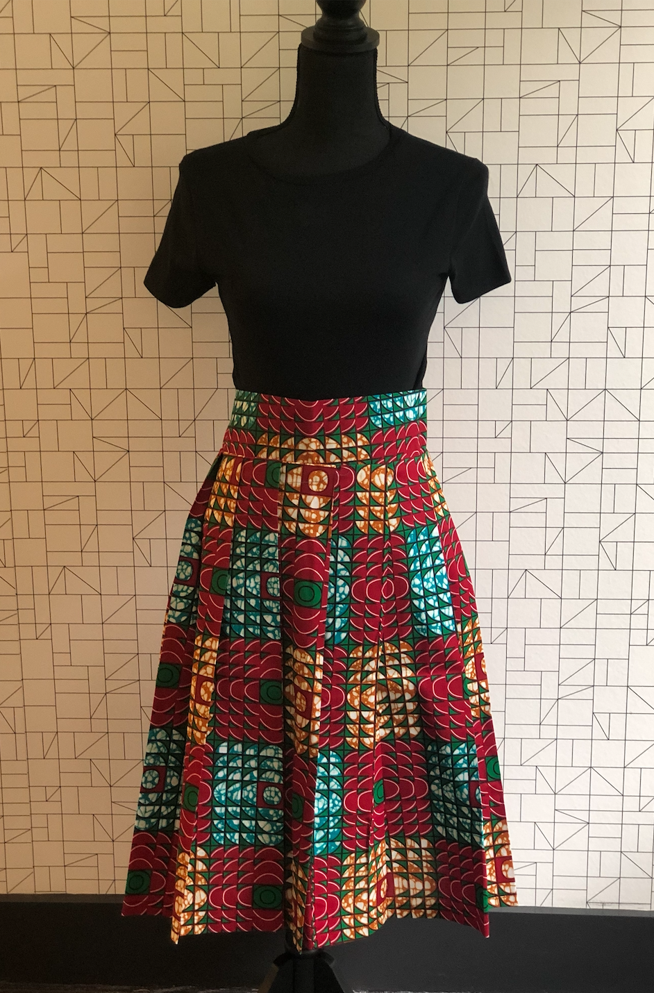 Wax Print High Waisted Skirts
