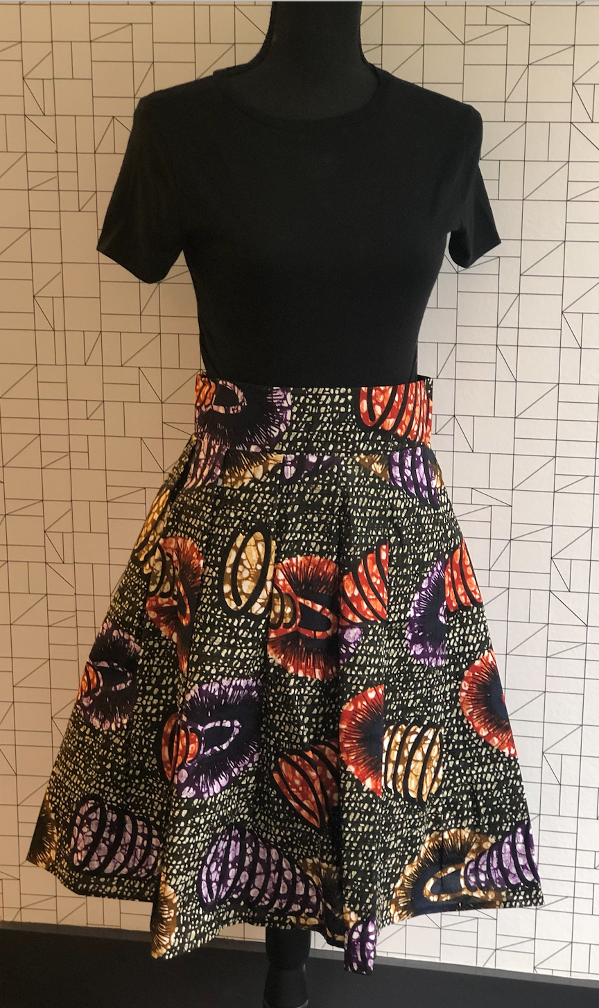 Wax Print High Waisted Skirts